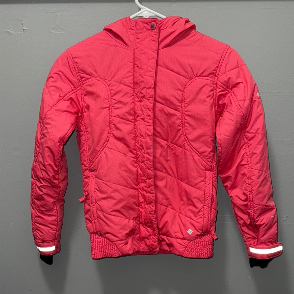Columbia‎ Girls Omni-Heat Puffer Jacket Pink Hooded Winter Coat Size 10/12 M